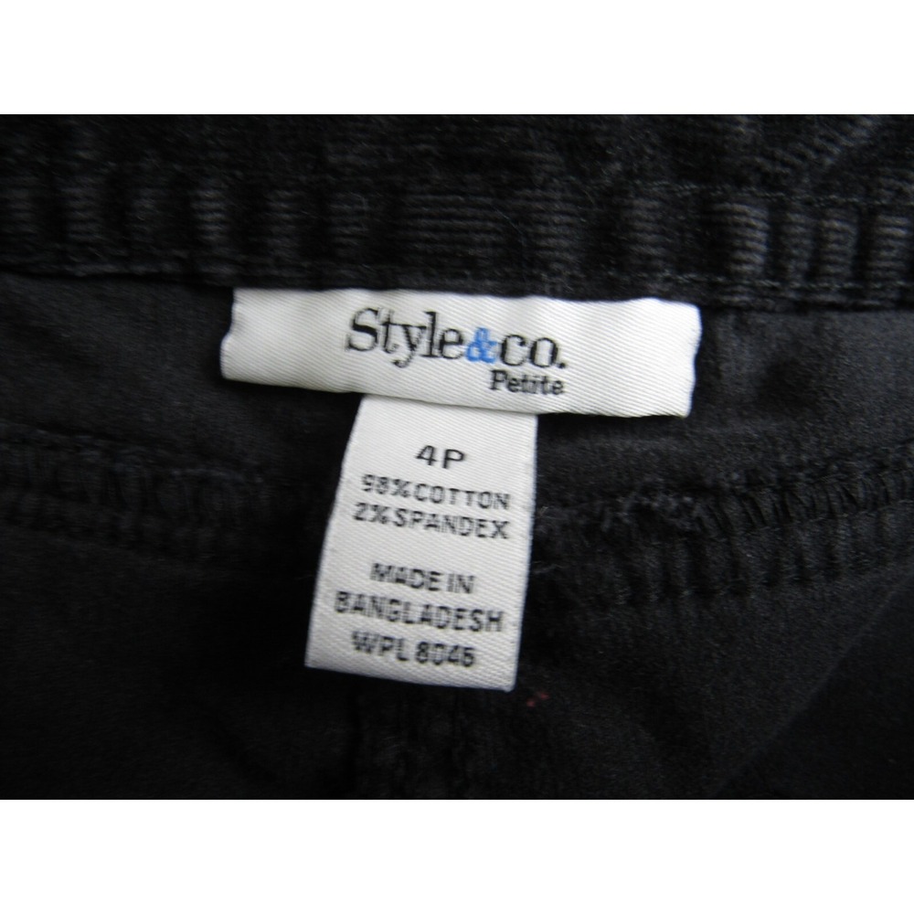 Style & Co Petite Pants Black Corduroy Skinny Women's Size 4P - Picture 5 of 6